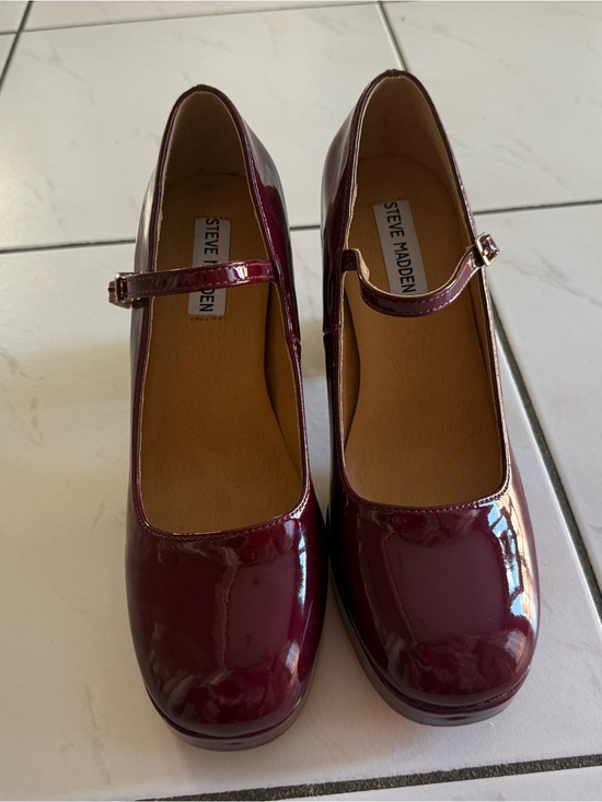 Steve Madden Shoes - Steve Madden Burgundy Patent Mary Jane Heels